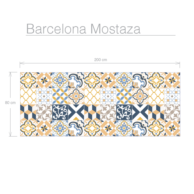 Alfombra Vinílica PVC a Medida Diseño Baldosa Hidráulica Mostaza (ancho  65cm) – De Carpet
